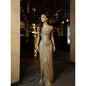 Aileen Sequin Off The Shoulder gold Straight Evening Dress 2026 Prom Dress Beautiful Sequined Customized Robes de Soirée