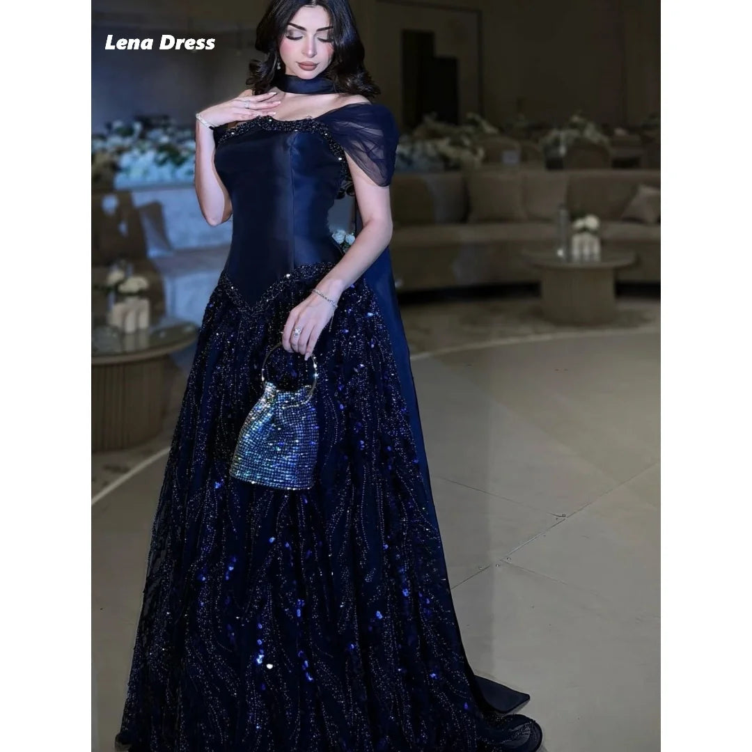 Lena Shawl Gala Dress Prom Luxury Dress Customized Line A Elegant Evening Dresses for Woman Luxury Evening Dresses 2025 Shiny