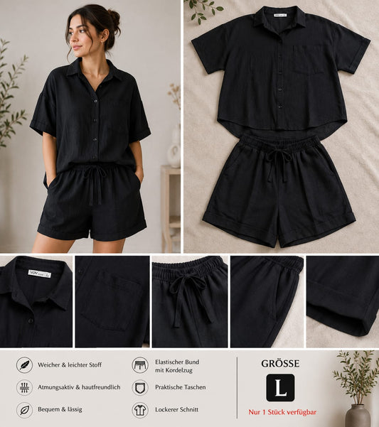 Schwarzes Sommer Zweiteiler Set