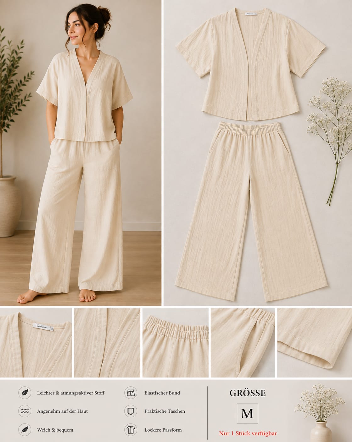Damen Zweiteiler – Kurzarm-Bluse & weite Hose ست دو تکه زنانه – بلوز آستین‌کوتاه و شلوار گشاد