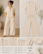 Damen Zweiteiler – Kurzarm-Bluse & weite Hose ست دو تکه زنانه – بلوز آستین‌کوتاه و شلوار گشاد