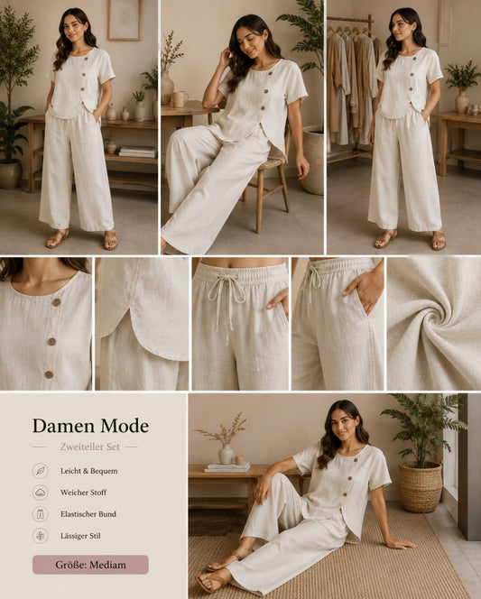 Weißes Damen Zweiteiler-Set mit Weste & Hose | ست دو تکه سفید زنانه